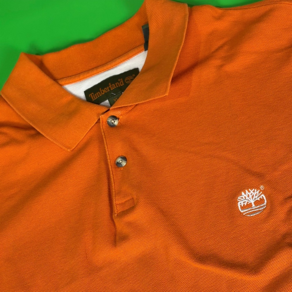 Timberland Polo Mens XL Blaze Orange Short Sleeve Pique Cotton Logo Casual Shirt